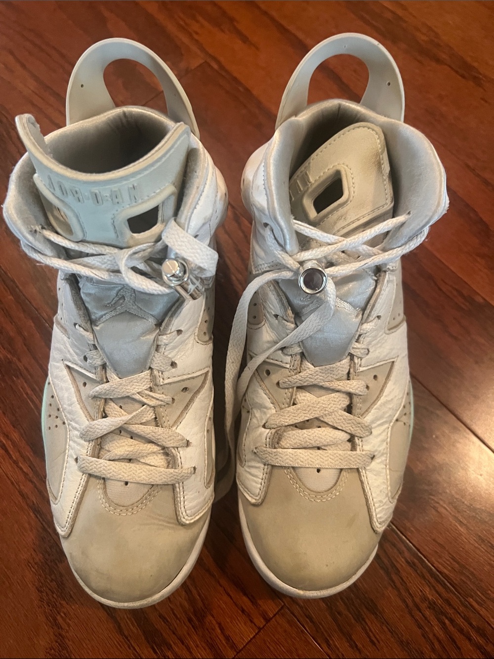 Jordan High-Top Sneakers in White and Light Gray